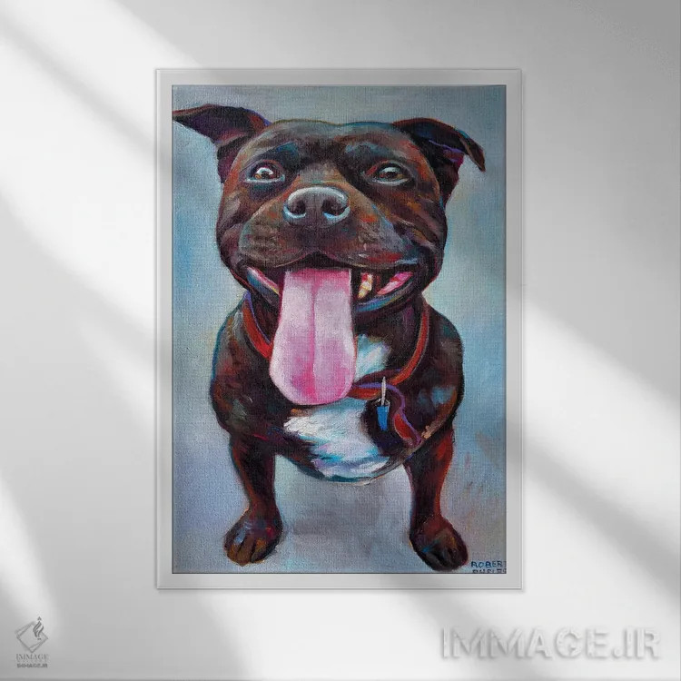 تابلو دکوراتیو پیتبول اثر رابرت فلپس - نمای قابدار سفید