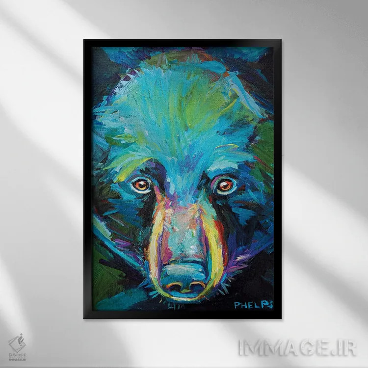 تابلو دکوراتیو خرس روحانی اثر رابرت فلپس - نمای قابدار مشکی