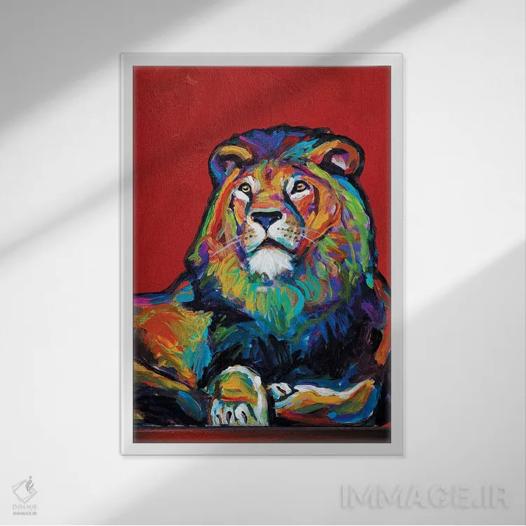 تابلو دکوراتیو شیر اثر رابرت فلپس - نمای قابدار سفید