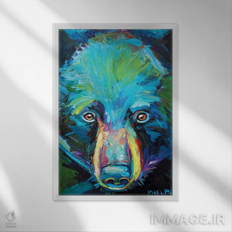 تابلو دکوراتیو خرس روحانی اثر رابرت فلپس - نمای قابدار سفید