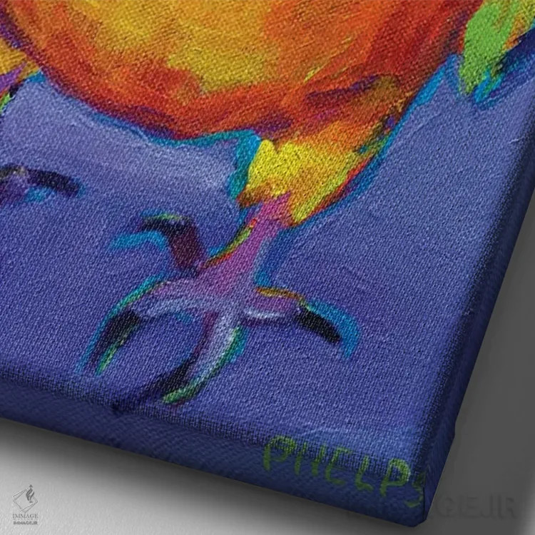 تابلو دکوراتیو طوطی آفتابی اثر رابرت فلپس - نمای نزدیک بافت بوم