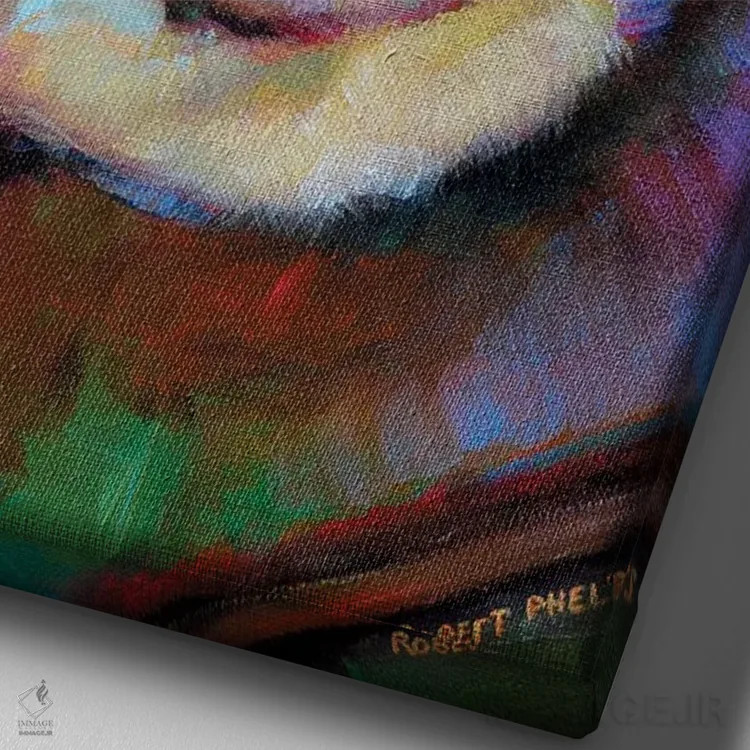 تابلو دکوراتیو گربه سفید اثر رابرت فلپس - نمای نزدیک بافت بوم