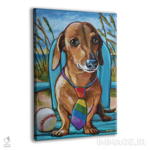 تابلو دکوراتیو داشهوند با کراوات اثر رابرت فلپس - نمای پرسپکتیو محصول