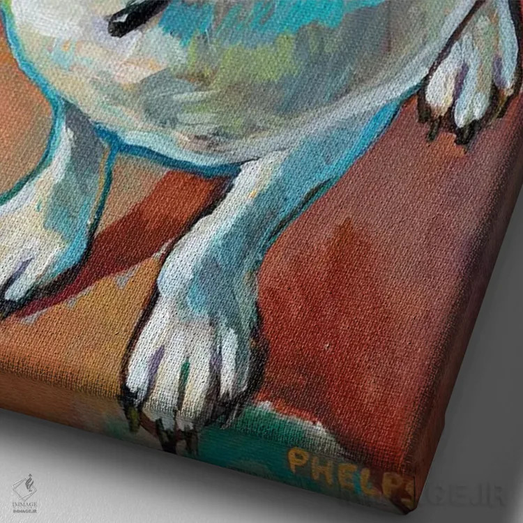 تابلو دکوراتیو لابرادور بلوند اثر رابرت فلپس - نمای نزدیک بافت بوم