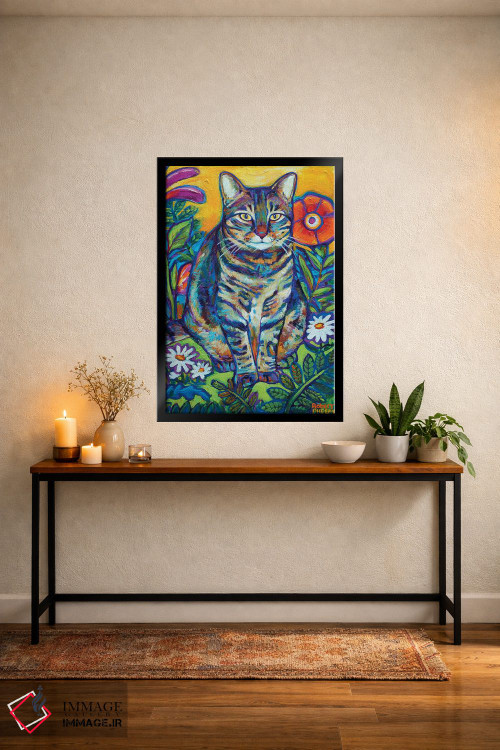 تابلو دکوراتیو گربه باغی اثر رابرت فلپس - D4B