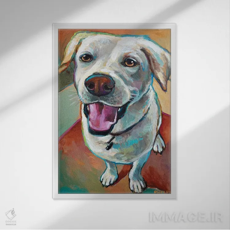 تابلو دکوراتیو لابرادور بلوند اثر رابرت فلپس - نمای قابدار سفید