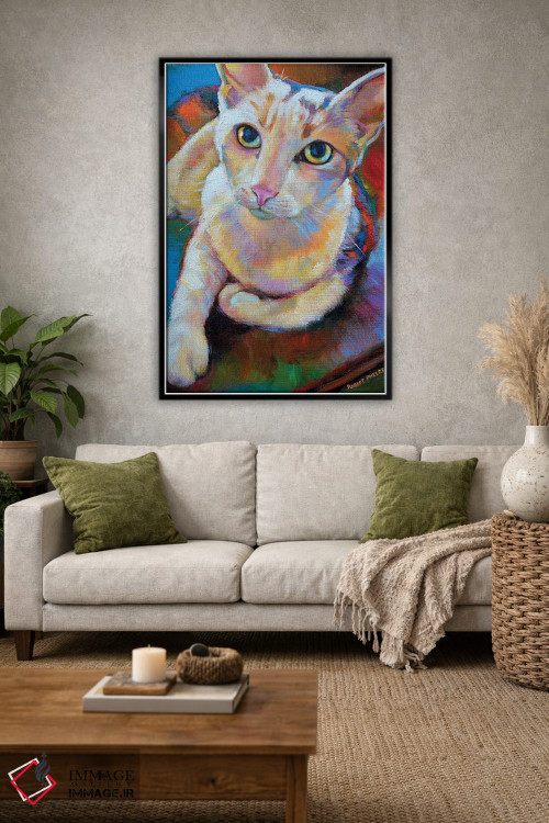 تابلو دکوراتیو گربه سفید اثر رابرت فلپس - D1B