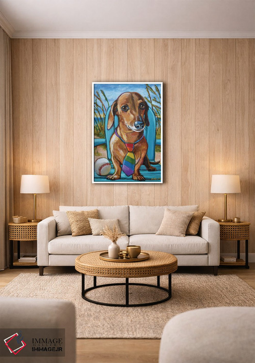 تابلو دکوراتیو داشهوند با کراوات اثر رابرت فلپس - D1W