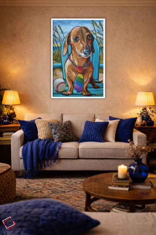 تابلو دکوراتیو داشهوند با کراوات اثر رابرت فلپس - D2W