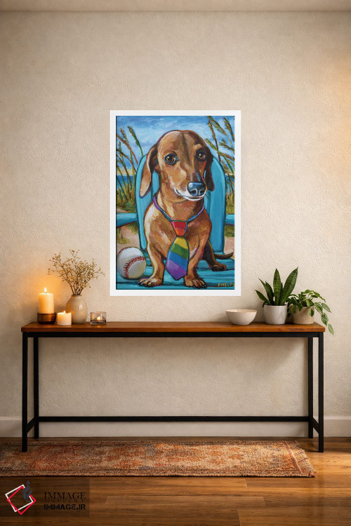 تابلو دکوراتیو داشهوند با کراوات اثر رابرت فلپس - D3W