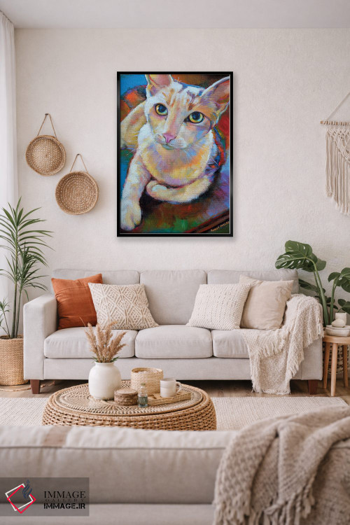 تابلو دکوراتیو گربه سفید اثر رابرت فلپس - D4B