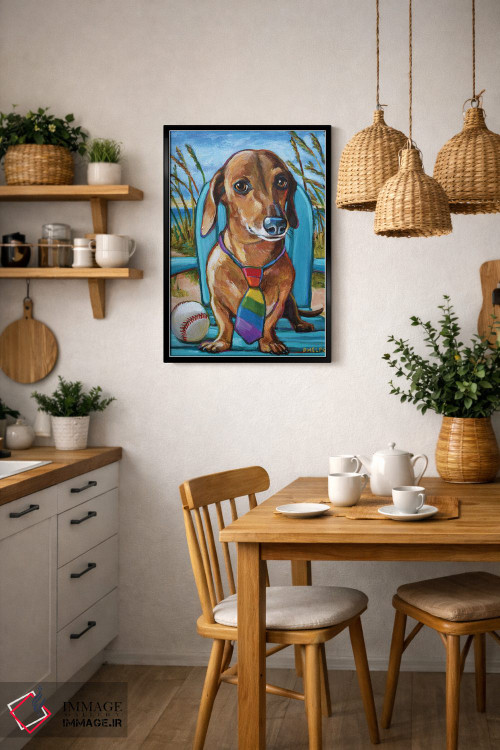 تابلو دکوراتیو داشهوند با کراوات اثر رابرت فلپس - D4B