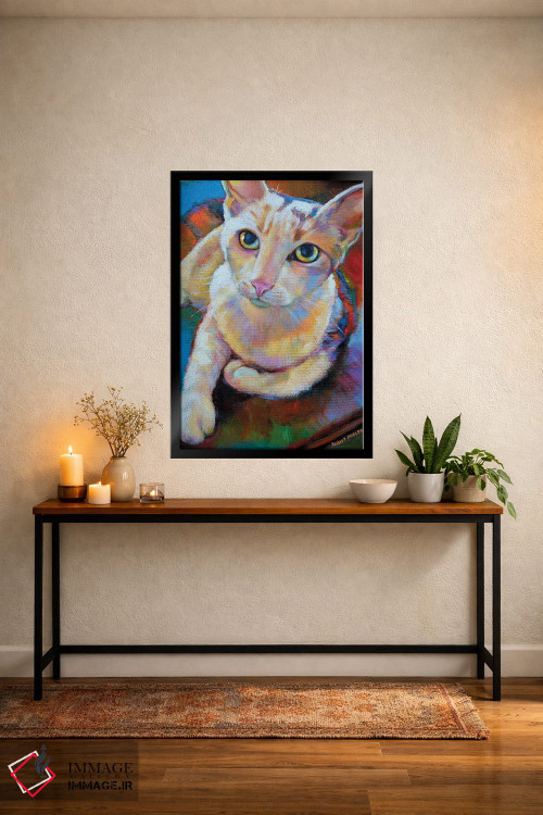 تابلو دکوراتیو گربه سفید اثر رابرت فلپس - D5B