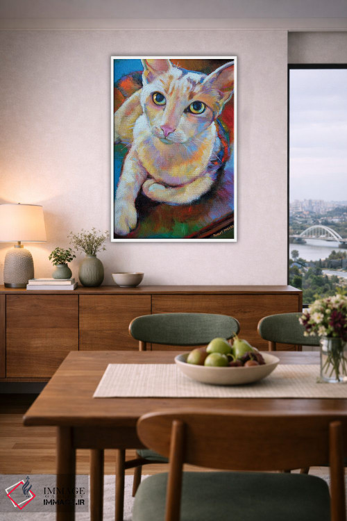 تابلو دکوراتیو گربه سفید اثر رابرت فلپس - D6W