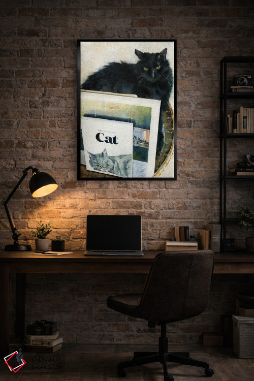 تابلو دکوراتیو سبد کتاب گربه سیاه اثر ریچل پارکر - D5B
