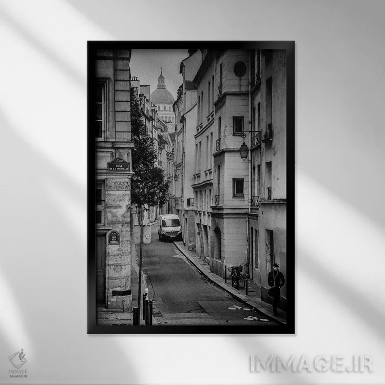 تابلو دکوراتیو خیابان بیور پاریس اثر رز پالنیسانو - نمای قابدار مشکی