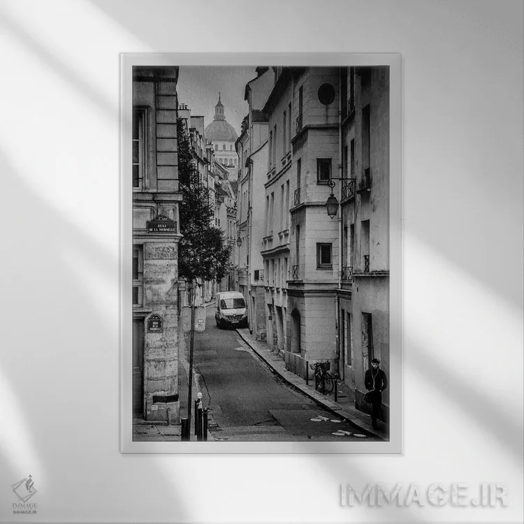 تابلو دکوراتیو خیابان بیور پاریس اثر رز پالنیسانو - نمای قابدار سفید