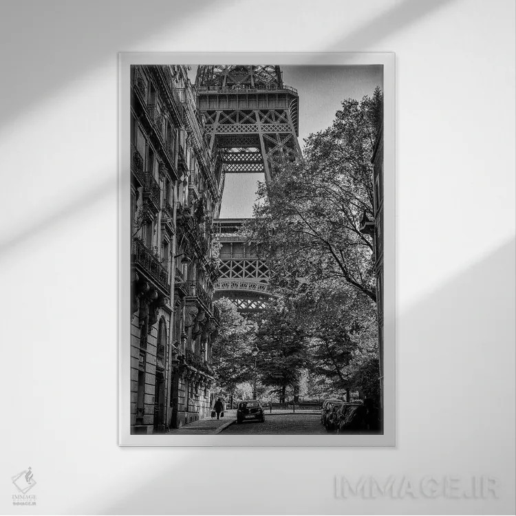 تابلو دکوراتیو برج ایفل پاریس اثر رز پالنیسانو - نمای قابدار سفید