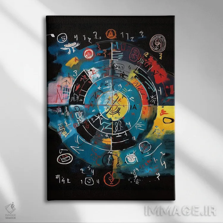 تابلو انتزاعی رسم مسیر ۱ اثر ری پاورز - نمای روبهرو روی دیوار