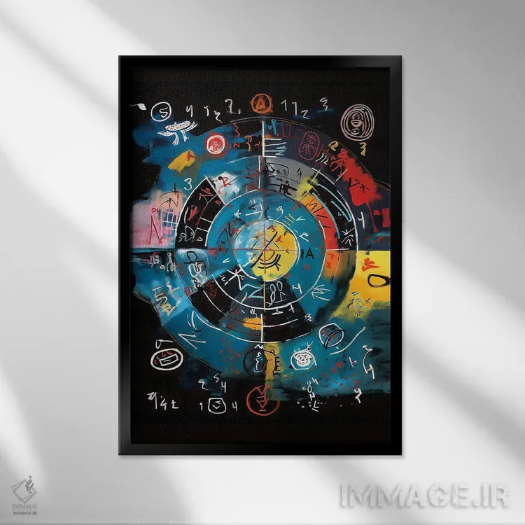 تابلو انتزاعی رسم مسیر ۱ اثر ری پاورز - نمای قابدار مشکی