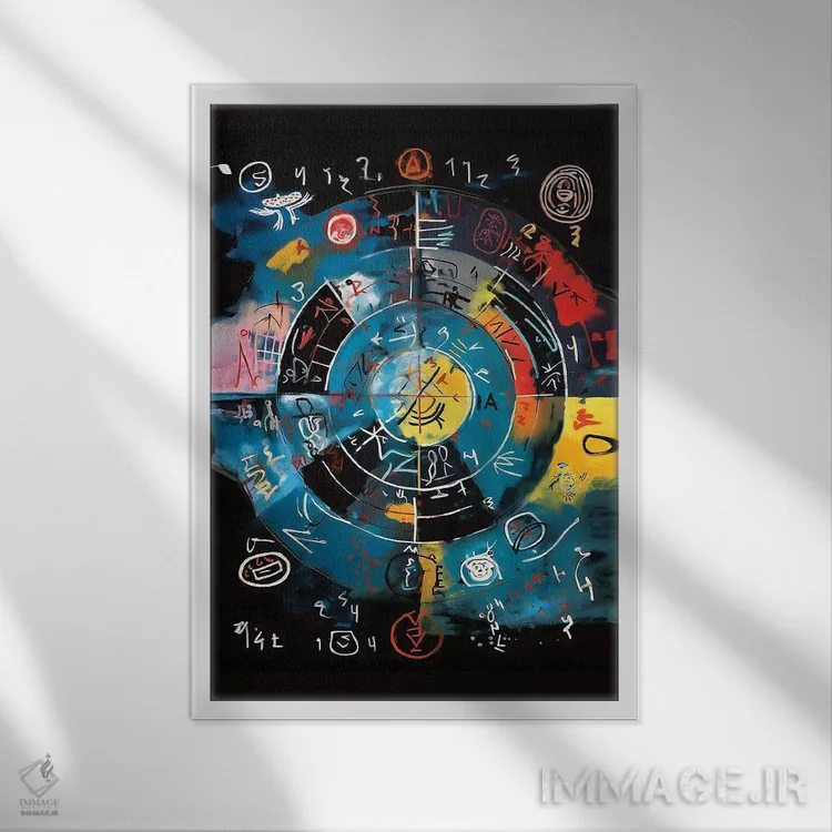 تابلو انتزاعی رسم مسیر ۱ اثر ری پاورز - نمای قابدار سفید