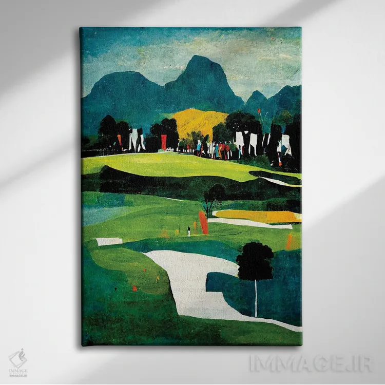 تابلو انتزاعی روی سبزه ۱ اثر ری پاورز - نمای روبهرو روی دیوار