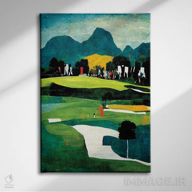 تابلو انتزاعی روی سبزه ۱ اثر ری پاورز - نمای روبهرو روی دیوار