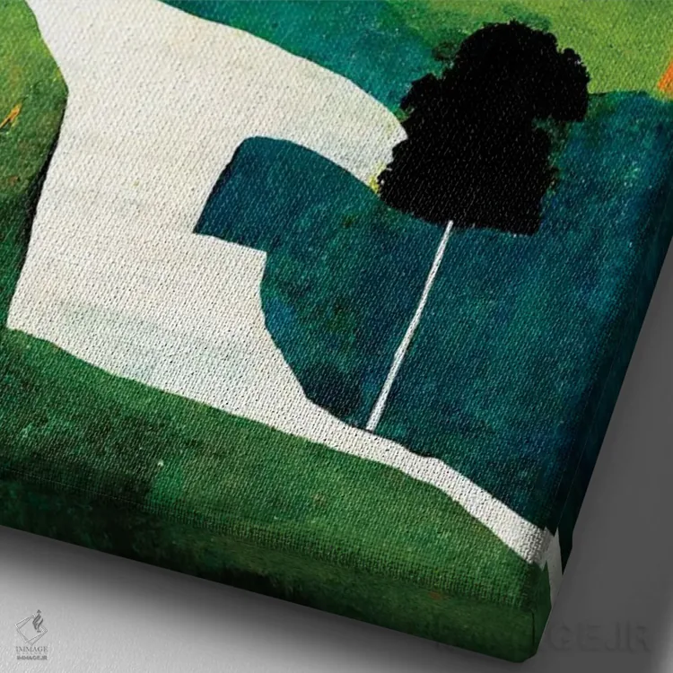 تابلو انتزاعی روی سبزه ۱ اثر ری پاورز - نمای نزدیک بافت بوم