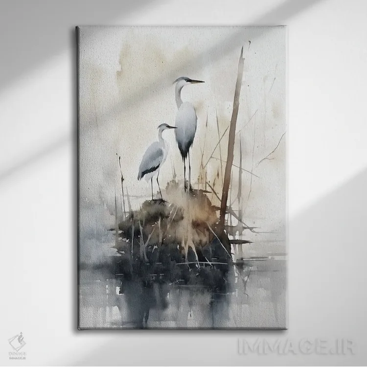 تابلو دکوراتیو حواصیل ها ۶ اثر ری پاورز - نمای روبهرو روی دیوار