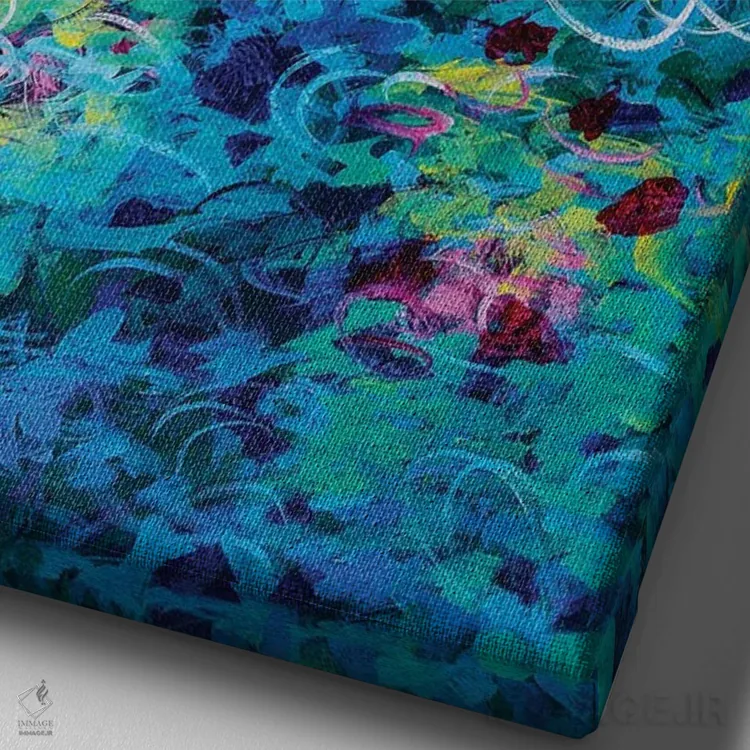 تابلو انتزاعی غرق در رویاپردازی اثر راکول میلر - نمای نزدیک بافت بوم