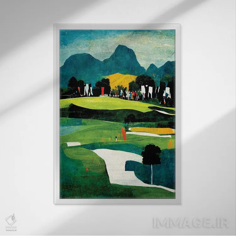 تابلو انتزاعی روی سبزه ۱ اثر ری پاورز - نمای قابدار سفید