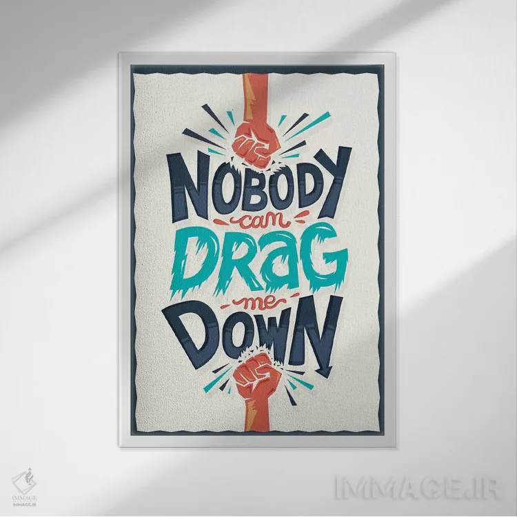 تابلو دکوراتیو مرا پایین نکش اثر ریزا رودیل - نمای قابدار سفید