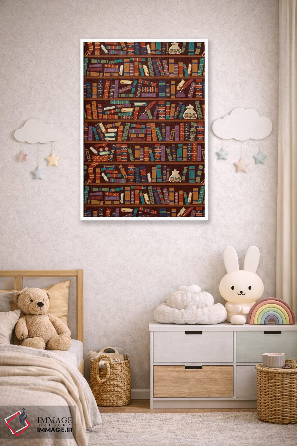 تابلو دکوراتیو قفسه کتاب اثر ریزا رودیل - D4W