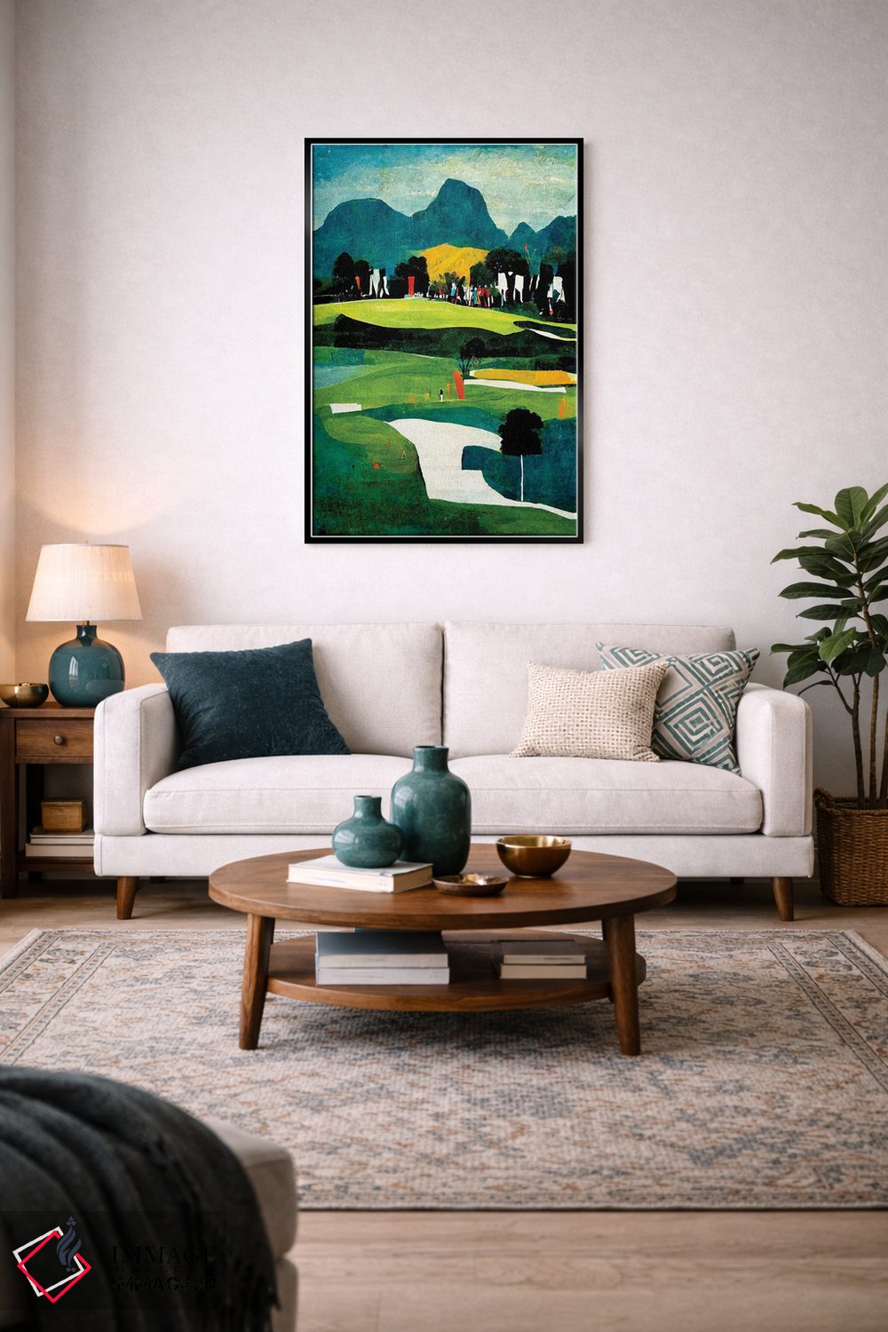 تابلو انتزاعی روی سبزه ۱ اثر ری پاورز - D5B