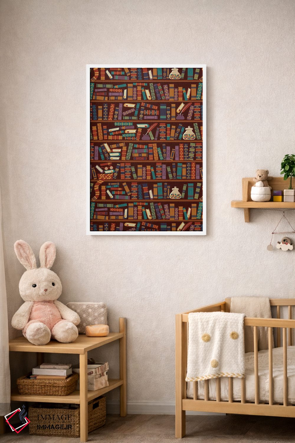 تابلو دکوراتیو قفسه کتاب اثر ریزا رودیل - D3W