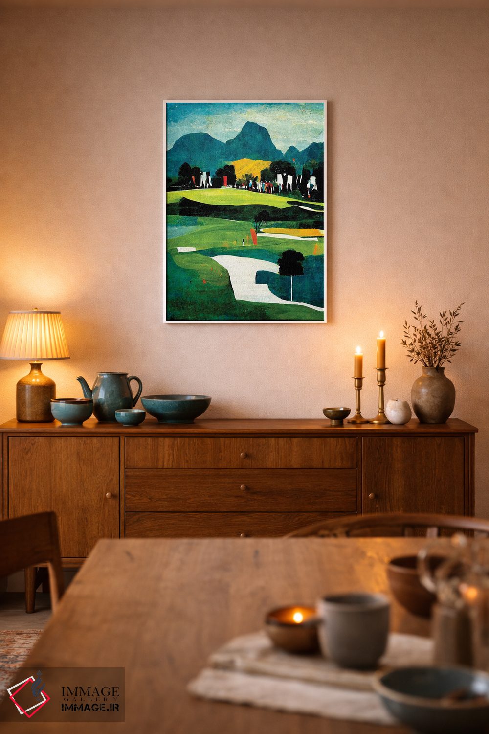 تابلو انتزاعی روی سبزه ۱ اثر ری پاورز - D6W