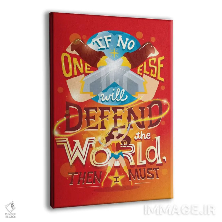 تابلو دکوراتیو زن شگفت انگیز از جهان دفاع می کند اثر ریزا رودیل - نمای پرسپکتیو محصول