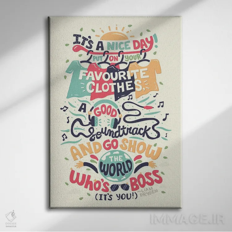 تابلو دکوراتیو نقل قول از لیام درایدن اثر ریزا رودیل - نمای روبهرو روی دیوار