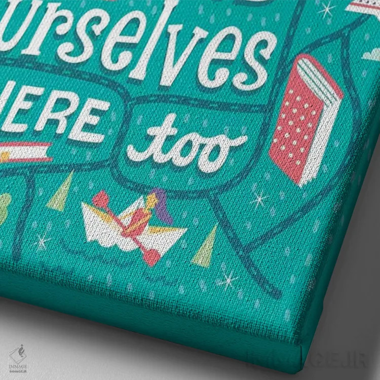 تابلو دکوراتیو در خودمان گم می شویم اثر ریزا رودیل - نمای نزدیک بافت بوم