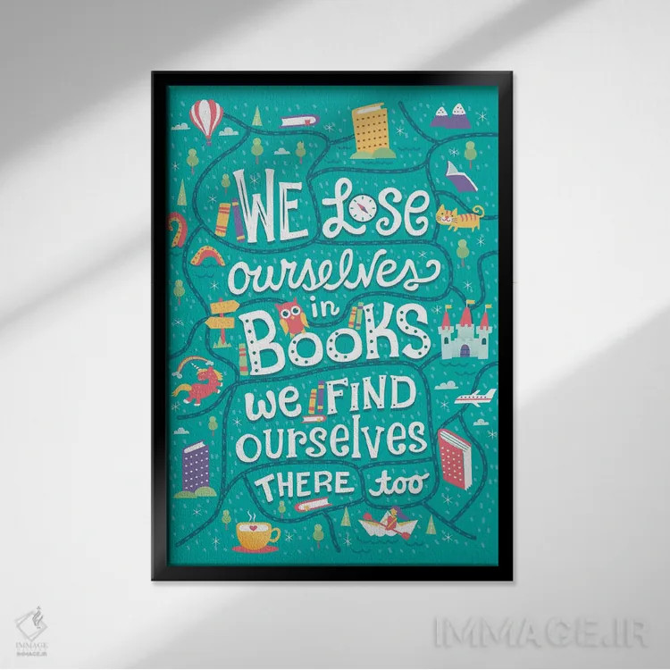 تابلو دکوراتیو در خودمان گم می شویم اثر ریزا رودیل - نمای قابدار مشکی