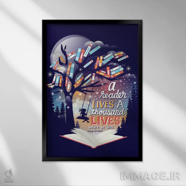 تابلو دکوراتیو هزار زندگی اثر ریزا رودیل - نمای قابدار مشکی