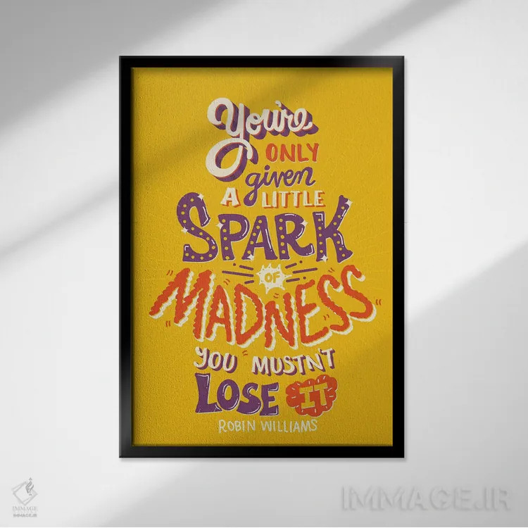 تابلو دکوراتیو جرقه جنون اثر ریزا رودیل - نمای قابدار مشکی