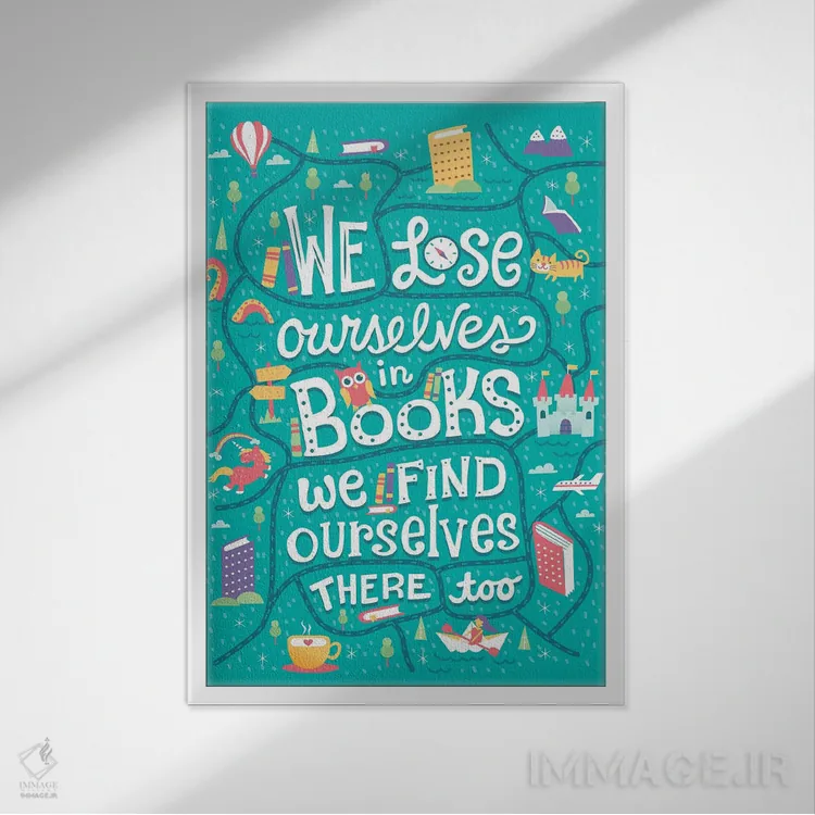 تابلو دکوراتیو در خودمان گم می شویم اثر ریزا رودیل - نمای قابدار سفید