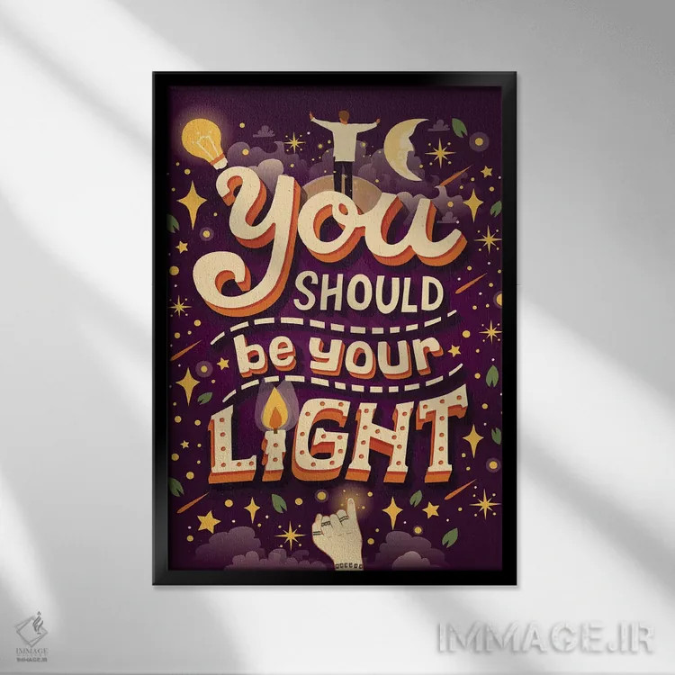 تابلو دکوراتیو نور اثر ریزا رودیل - نمای قابدار مشکی