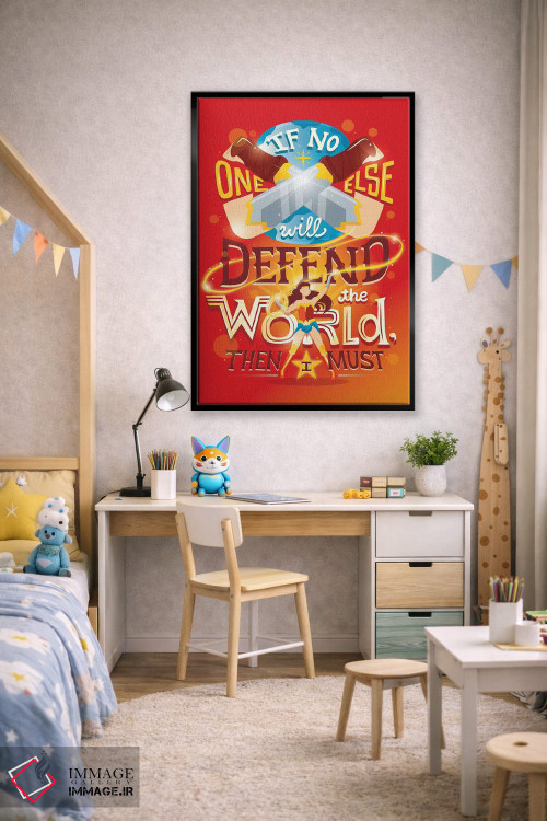 تابلو دکوراتیو زن شگفت انگیز از جهان دفاع می کند اثر ریزا رودیل - D2B