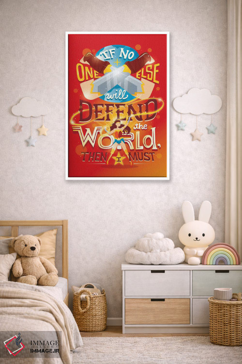 تابلو دکوراتیو زن شگفت انگیز از جهان دفاع می کند اثر ریزا رودیل - D4W