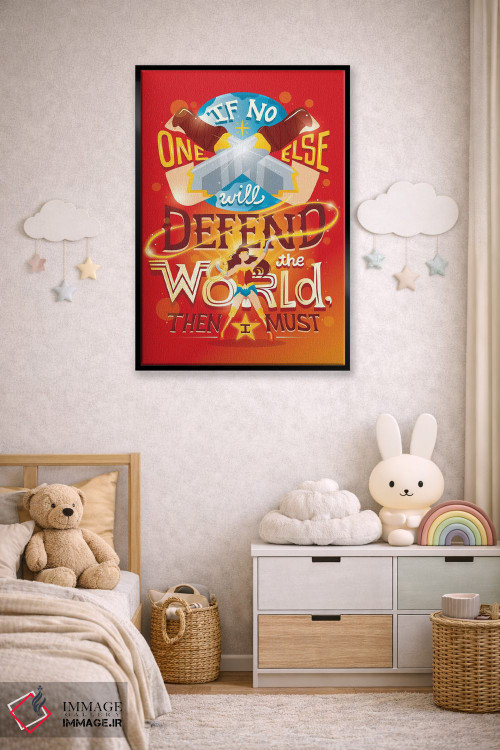 تابلو دکوراتیو زن شگفت انگیز از جهان دفاع می کند اثر ریزا رودیل - D6B