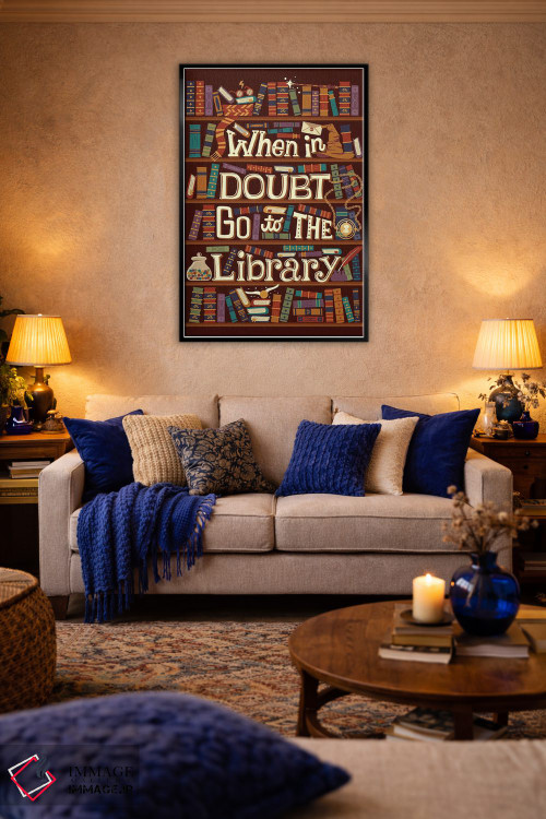 تابلو دکوراتیو کتابخانه اثر ریزا رودیل - D5B