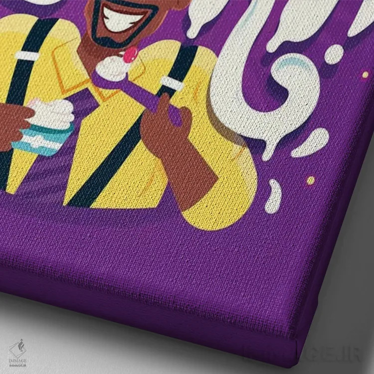 تابلو دکوراتیو تری عاشق ماست است اثر ریزا رودیل - نمای نزدیک بافت بوم