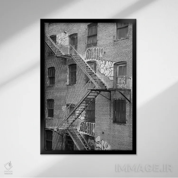 تابلو دکوراتیو گربه کوچه اثر عکس های کلینت - نمای قابدار مشکی